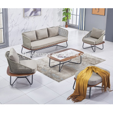 Modern style leisure webbing sofa set waterproof outdoor rope furniture for garden use